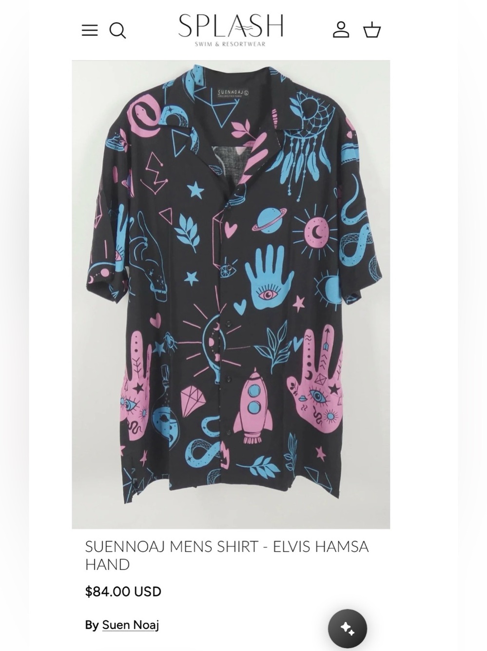 SPLASH Suennoaj Elvis Hamsa Hand Mens Shirt
